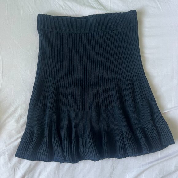 Free people black knit midi skirt with ruffled bottom - Picture 4 of 4